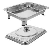 Couvercle Transparent en Acier Inoxydable Plat Rectangulaire | Argenté, Surface Polie et Lisse, Pieds Amovibles à Quatre Appuis, pour Buffet et Restaurant