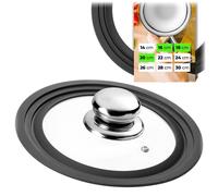 COUVERCLE UNIVERSAL KADAX 16/18/20 cm, couvercle universel pour casseroles et poêles, couvercle de poêle, couvercle en verre avec bord en silicone et trou de vapeur, couvercle de casserole (en acier i