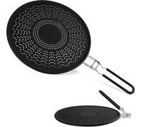 Couvercle universel en silicone, résistant à la chaleur, antiadhésif, adapté au contact alimentaire, noir, 29 cm