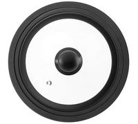 Couvercle universel pour casseroles - Couvercle en verre - Bord en silicone - Adapté aux casseroles de 16, 18 et 20 cm - Poignée demi-ronde noire