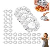 couvercles alimentaires réutilisables en aluminium pour bols élastiques, film isolant pour la conservation de la fraîcheur la cuisine, pour emporter, pique-nique à la maison (40pcs)