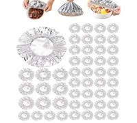 Couvercles alimentaires réutilisables en feuille d'aluminium | 100 pièces de couvercles de bol isolés pour aliments chauds | Film résistant à la chaleur et épaissi pour conserver au frais avec bord