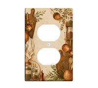 Couvercles de sortie duplex de cuisine - Plaque murale rustique vintage - En plastique marron d'automne - Taille standard - Pour chambre à coucher, salle de bain, entrée