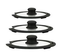 Couvercles Égouttoirs - Herzberg - HGCOVS3 - Verre trempé - Silicone - 16/20/24 cm