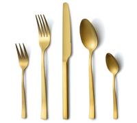 Couvert doré, Hunnycook Service de table 6 personnes, 30 pièces couverts de table or, couverts en acier Inoxydable or mat pour la maison cuisine Restaurant, Poli Miroir, Résistant au lave-vaisselle
