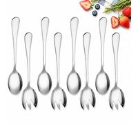 Couverts à Salade Acier Inoxydable 8 Pièces, 4 Fourchettes et 4 Cuillères | Couvert inox polyvalent pour repas famille, fêtes, camping. Lave-vaisselle compatible.
