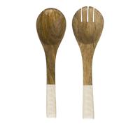 HOME DECO FACTORY Couverts à Salade en Manguier Naturel Ergonomiques Marron