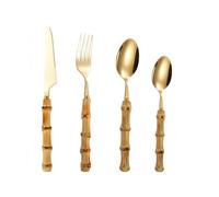Couverts De Table Bambou Acier Inoxydable 18/8 Doré Lot De 4