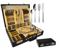 Couverts en Coffret 72 Pièces 12 Personnes Inox Fourchette Cuillère Couteau ZL6505