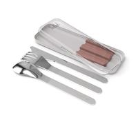 MB Slim Box - Trio couteau - Rosa Moka - Les couverts lunch box adaptés aux bentos MB Original et MB Square - Couverts nomades inox avec fourchette, cuillère et couteau