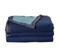 Couverture 100% Pure Laine Vierge Double face ""Volta"" 500 gr/m² Toison d'Or - Volta Marine Myosotis - 220 x 240 cm
