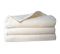 Couverture 100% Pure Laine Vierge Double face ""Volta"" 500 gr/m² Toison d'Or - Volta Naturel Blanchi - 240 x 260 cm