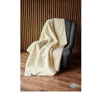 Couverture 200x200cm Merino Unie en Pure Laine Couverture Woolmark Ecru Couverture 100% laine mérinos