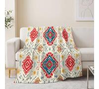 Couverture 220x240 cm, Plaid Polaire en flanelle Style Bohème pour adultes et enfants - Doux Plaid imprimée Géométrie Losange Rayures - Confortable & Respirante Couverture pour Canapé Camping
