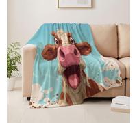 Couverture 3D Dessin Animé Fantaisie 130x150 cm Flanelle Canape | Vache Nuage Ciel Bleu Flanelle Plaid Canapé Toutes Saisons pour Bureau, chevet et salle de bain