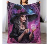 Couverture 3D sorcière d'Halloween, Couverture Epaisse, Couverture Chaude Et Confortable, Couverture Super Douce Et Moelleuse, Couverture Flannel, Lavable À La Machine Facile À Manipuler, （100×130cm）