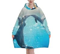 Couverture à capuche imprimée dauphin d'hiver, sweat-shirt à capuche chaud