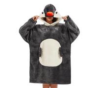 Couverture à Capuche Oversize avec Manches Grande Poche Panda Hoodie Plaid Sherpa Unisexe Wearable Blanket Animaux Hiver