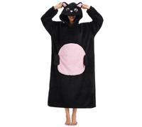 Couverture à Capuche Oversize Panda avec Manches Grande Poche Hoodie Plaid Sherpa Unisexe Wearable Blanket Long Animaux Hiver