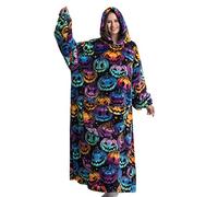 Couverture à capuche surdimensionnée avec poche géante, couverture sweat-shirt pour femmes et hommes, taille unique convient à tous, citrouille, taille unique