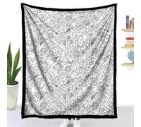 Couverture à Colorier DIY Flanelle (Arc-en-ciel,150x127cm) | Highdi Jeté de Canapé Adulte Créatif et Relaxant Douce Plaid à Colorier Noir et Blanc Lavable pour Fête Anniversaire Chambre
