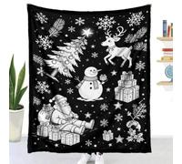 Couverture à Colorier DIY Flanelle (Bonhomme de neige,150x127cm) | Highdi Jeté de Canapé Adulte Créatif et Relaxant Douce Plaid à Colorier Noir et Blanc Lavable pour Fête Anniversaire Chambre