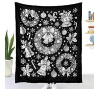 Couverture à Colorier DIY Flanelle (Boule de Noël,150x127cm) | Highdi Jeté de Canapé Adulte Créatif et Relaxant Douce Plaid à Colorier Noir et Blanc Lavable pour Fête Anniversaire Chambre