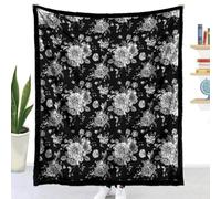 Couverture à Colorier DIY Flanelle (Fleur 1,150x127cm) | Highdi Jeté de Canapé Adulte Créatif et Relaxant Douce Plaid à Colorier Noir et Blanc Lavable pour Fête Anniversaire Chambre