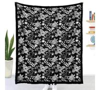Couverture à Colorier DIY Flanelle (Fleur 2,130x100cm) | Highdi Jeté de Canapé Adulte Créatif et Relaxant Douce Plaid à Colorier Noir et Blanc Lavable pour Fête Anniversaire Chambre