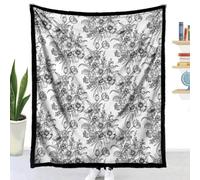 Couverture à Colorier DIY Flanelle (Fleur de tulipe,130x100cm) | Highdi Jeté de Canapé Adulte Créatif et Relaxant Douce Plaid à Colorier Noir et Blanc Lavable pour Fête Anniversaire Chambre