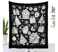Couverture à Colorier DIY Flanelle (Flocon de neige,150x127cm) | Highdi Jeté de Canapé Adulte Créatif et Relaxant Douce Plaid à Colorier Noir et Blanc Lavable pour Fête Anniversaire Chambre