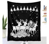 Couverture à Colorier DIY Flanelle (Joyeux Noël,130x100cm) | Highdi Jeté de Canapé Adulte Créatif et Relaxant Douce Plaid à Colorier Noir et Blanc Lavable pour Fête Anniversaire Chambre