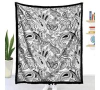 Couverture à Colorier DIY Flanelle (Style cachemire,130x100cm) | Highdi Jeté de Canapé Adulte Créatif et Relaxant Douce Plaid à Colorier Noir et Blanc Lavable pour Fête Anniversaire Chambre