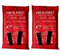 Couverture anti-feu 1x1 mètre, lot de 2, en fibre de verre, pour cuisine, cheminée, camping