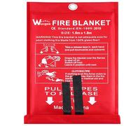 Couverture Anti feu de Survie - 1,6m x 1,8m Couverture Anti-feu en Fibre de Verre d'urgence pour la Survie Protection Ignifuge et Isolation Thermique, Applicable à Cuisine, Barbecue, Voiture, Camping