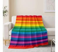 Couverture avec Motif Géométrique Classique Minimaliste, 180 x 220 cm | Motif À Rayure Couverture en Flanelle Polaire Moelleuse pour Enfants et Adultes, Coloré Chaude Douce Jeté de Canapé