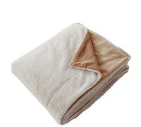 Couverture AZURA douce 2 tons et flanelle - 220 x 180 cm - Beige