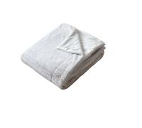 Couverture AZURA imitiation fourrure 2 tons et flanelle - 220 x 180 cm - Blanc