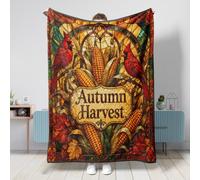 Couverture cardinale, couverture d'automne rustique avec feuilles de maïs rouge automne, couverture pelucheuse compacte, décorative et esthétique pour canapé, lit, bureau, salon, 101,6 x 127 cm