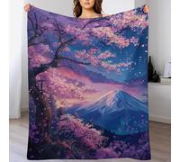 Couverture Cerisier Japon Art - Couverture Polaire - Couverture De Canapé en Peluche Flannel Douce Et Moelleuse - Décoration pour Lit, Canapé, Canapé,（180×200cm）
