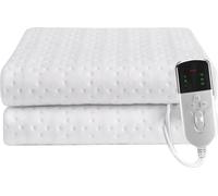 Couverture chauffante électrique EUB0815H-42B - 150x80 cm - Pour lit simple - Prise européenne 220 V - Minuteur 8–10 heures - 75 W - Blanche