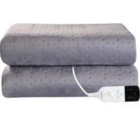 Couverture chauffante électrique - Sous-couverture chauffante 150x80 cm - 220V, prise européenne - 51–75W - Minuteur - Fibre synthétique - Gris