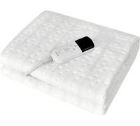 Couverture chauffante électrique - Sous-couverture pour lit simple - 150x80 cm - 220V avec minuterie - Adaptée à l'hiver, lavable en machine - Blanc ivoire
