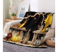 Couverture Citrouille Jaune d'automne Plaid pour Canape pour Lit Plaids L | Couverture Douce Chaude Plaid Pour Canape Pour Pique-Nique Maison Lit Jeté De Canapé En Flanelle
