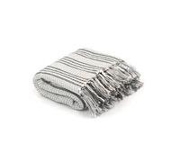 vidaXL Couverture Coton à Rayures 125x150 cm Gris et Blanc Chaise Canapé Décor