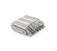 vidaXL Couverture Coton à Rayures 160x210 cm Gris et Blanc Chaise Canapé Décor