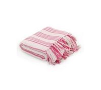 vidaXL Couverture à rayures Coton 220x250 cm Rose et Blanc