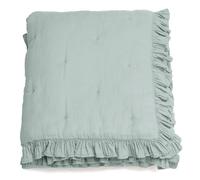 Couverture courtepointe en mousseline de coton 150x150 cm + 5 cm ELZA gris lichen