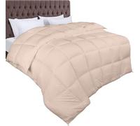 Couverture d'allergie Unyqoos® 155 x 220 cm, beige – Garnissage en microfibre 370 g/m², coutures matelassées, 4 attaches d'angle, lavable, idéale pour l'automne et l'hiver