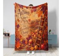 Couverture d'automne, panier de feuilles rustiques saisonnières, orange automne, couverture pelucheuse et confortable, légère et décorative pour canapé, sofa, lit, chaise de bureau, 127 x 152 cm